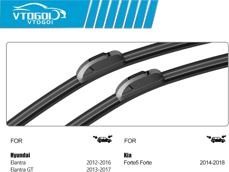 VTOGOI Wiper Blades With Rear Wiper Blades Set For Hyundai Elantra 2012-2016,Automotive Replacement Windshield Wiper Blades, That Meet OEM Quality Easy DIY Install 28"+14"+13" (Set of 3) - Image 3